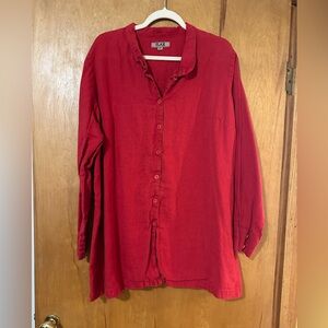 Flax Women's Red Button Down Shirt